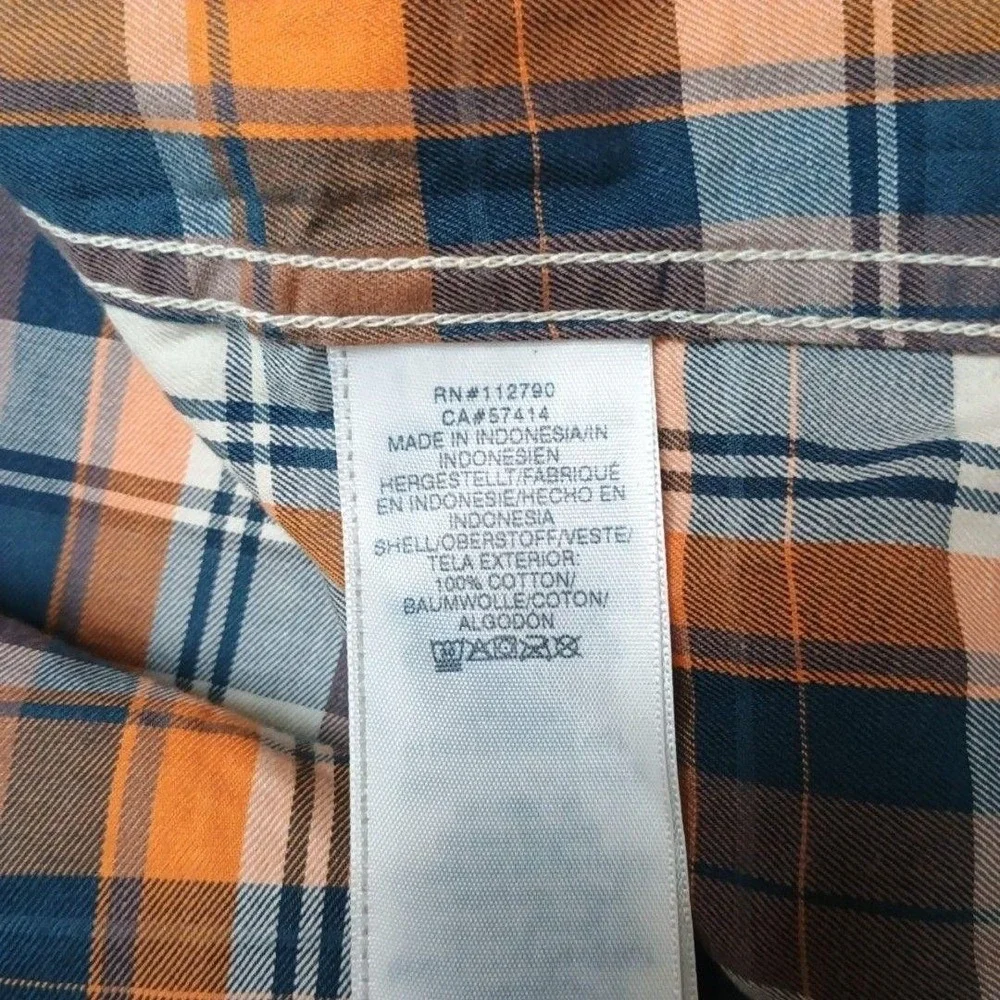 True Religion Shirt Mens 3XL Orange Plaid Button-Up Long Sleeve School Work